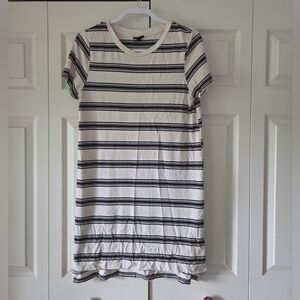 Black And Creme Striped T Shirt Dress, Size L